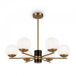 Marble - Brass 6 Light Centre Fitting with Opal Glasses  Marble - Brass 6 Light Centre Fitting with Opal Glasses
