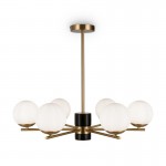 Marble - Brass 6 Light Centre Fitting with Opal Glasses  Marble - Brass 6 Light Centre Fitting with Opal Glasses