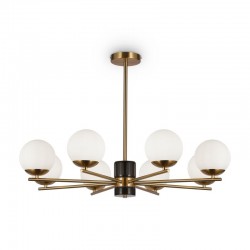 Marble - Brass 8 Light Centre Fitting with Opal Glasses  Marble - Brass 8 Light Centre Fitting with Opal Glasses