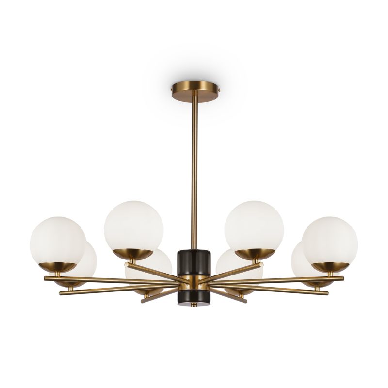 Maytoni-MOD187PL-08BS - Marble - Antique Brass 8 Light Centre Fitting with Opal Glasses