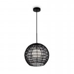Cane - Black Wicker Pendant with White Glass Diffuser Cane - Black Wicker Pendant with White Glass Diffuser