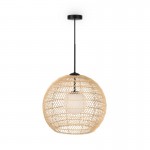 Cane - Natural Wicker Pendant with White Glass Diffuser Cane - Natural Wicker Pendant with White Glass Diffuser