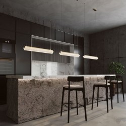 Petra - Satin Brass LED over Island Fitting with Natural Stone Petra - Satin Brass LED over Island Fitting with Natural Stone
