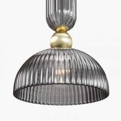 Antic - Gold Pendant with Mirrored Ribbed Glass Ø 30 cm
