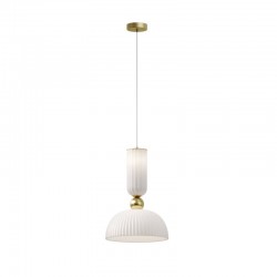 Antic - Gold Pendant with Ribbed Frosted Glass Ø 30 cm