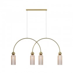 Antic - Gold 4 Light over Island Fitting with Ribbed Amber Glass Antic - Gold 4 Light over Island Fitting with Ribbed Amber Glass