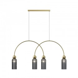 Antic - Gold 4 Light over Island Fitting with Ribbed Mirrored Glass Antic - Gold 4 Light over Island Fitting with Ribbed Mirrored Glass