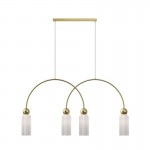 Antic - Gold 4 Light over Island Fitting with Ribbed Frosted Glass Antic - Gold 4 Light over Island Fitting with Ribbed Frosted Glass