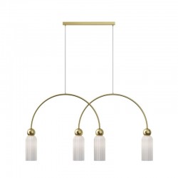 Antic - Gold 4 Light over Island Fitting with Ribbed Frosted Glass Antic - Gold 4 Light over Island Fitting with Ribbed Frosted Glass