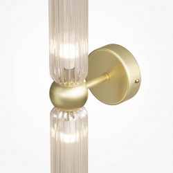 Antic - Gold Wall Lamp with Amber Ribbed Glass Shade 43 cm Antic - Gold Wall Lamp with Amber Ribbed Glass Shade 43 cm