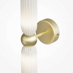 Antic - Gold Wall Lamp with Frosted White Ribbed Glass Shade 43 cm Antic - Gold Wall Lamp with Frosted White Ribbed Glass Shade 43 cm