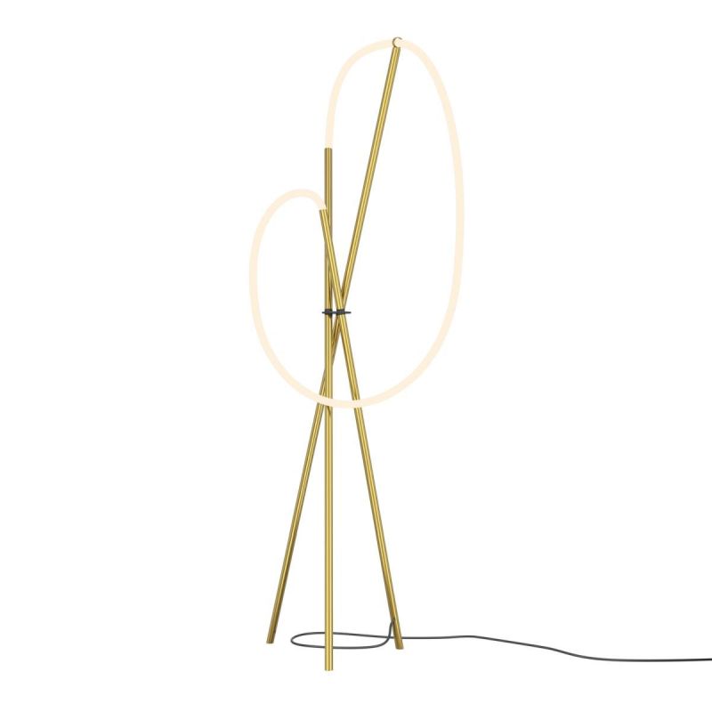 - Crochet - Satin Brass Tripod LED Floor Lamp Maytoni-MOD369FL-L36BS3K - Crochet - Satin Brass Tripod LED Floor Lamp