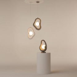 Opus - Grey Pendant with White Glass