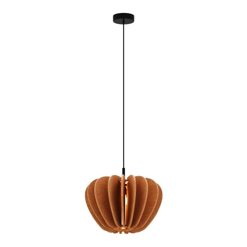 - Cambio - Black Pendant with Brown Textile Shade Maytoni-MOD398PL-01BR - Cambio - Black Pendant with Brown Textile Shade