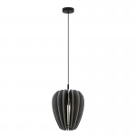 Cambio - Black Pendant with Grey Textile Shade Cambio - Black Pendant with Grey Textile Shade