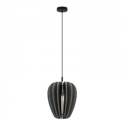 Cambio - Black Pendant with Grey Textile Shade Cambio - Black Pendant with Grey Textile Shade