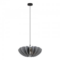Cambio - Black Pendant with Grey Textile Shade Cambio - Black Pendant with Grey Textile Shade