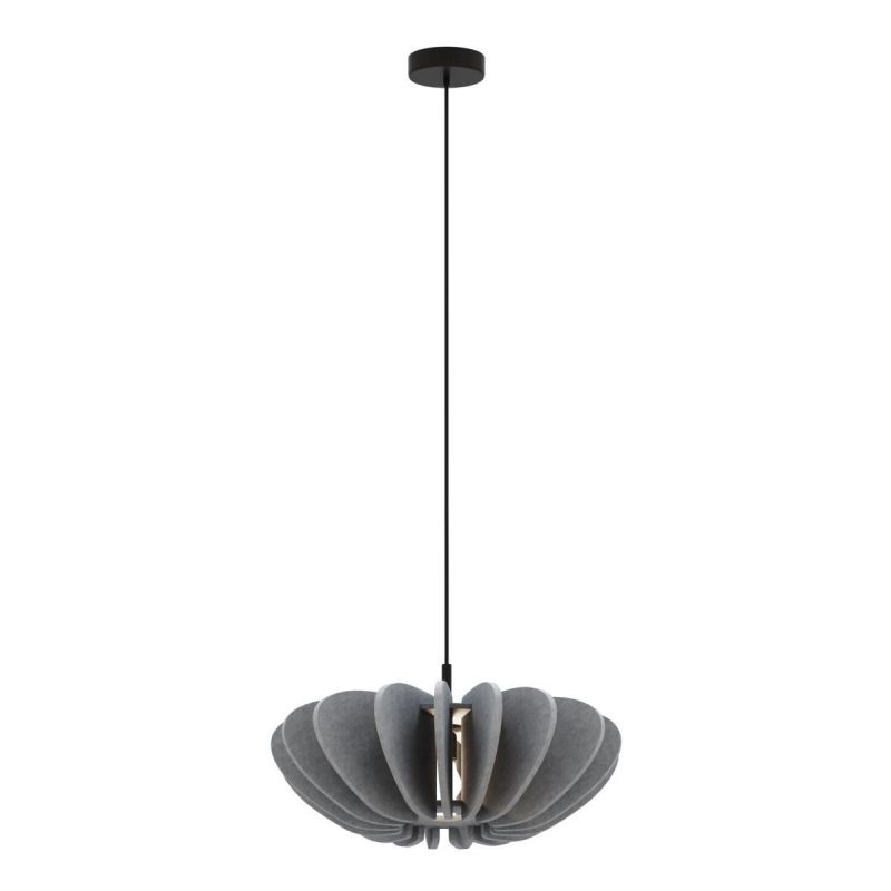Maytoni-MOD398PL-01GR1 - Cambio - Black Pendant with Grey Textile Shade