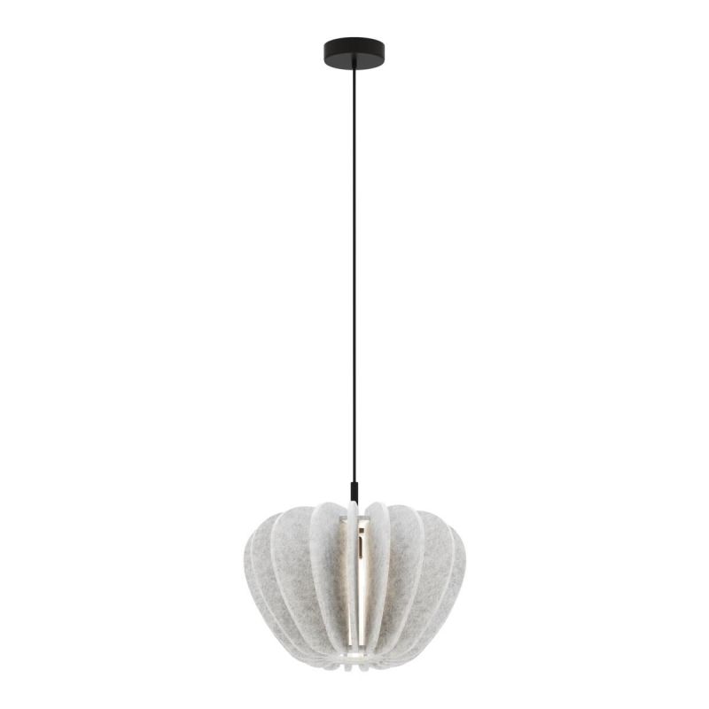 Maytoni-MOD398PL-01S - Cambio - Black Pendant with Light Grey Textile Shade