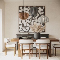 Cambio - Black Pendant with Light Grey Textile Shade Cambio - Black Pendant with Light Grey Textile Shade