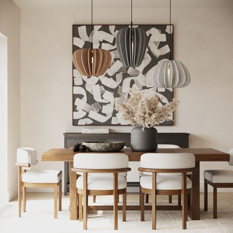 Maytoni-MOD398PL-01S - Cambio - Black Pendant with Light Grey Textile Shade