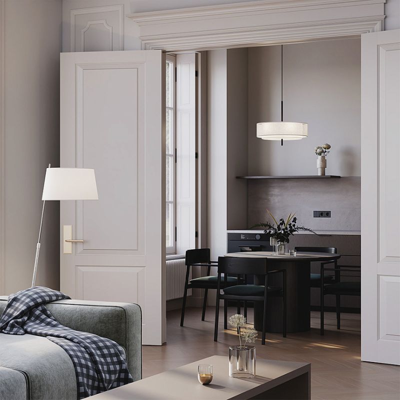 - Bergamo - White Fabric Pendant with Diffuser Maytoni-MOD613PL-05W1 - Bergamo - White Fabric Pendant with Diffuser