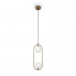 Ring - Brass 2 Light Pendant with White Glass Balls Ring - Brass 2 Light Pendant with White Glass Balls