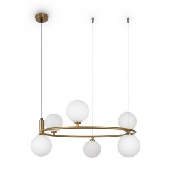 Ring - White Glass Ball & Brass 6 Light Centre Fitting Ring - White Glass Ball & Brass 6 Light Centre Fitting