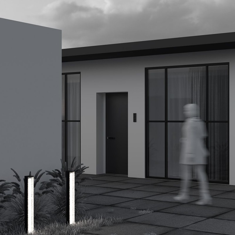 Maytoni-O142FL-L18BK - Floeva - Black LED Bollard with Decorative Diffuser