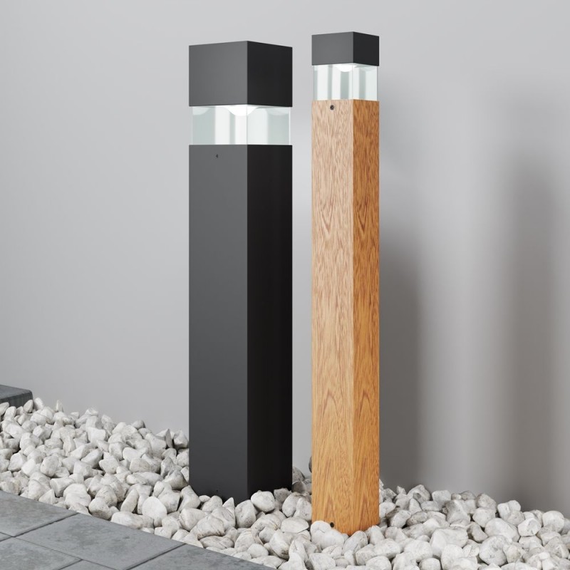 Maytoni-O143FL-L15BK - Quadra - Black LED Bollard with Clear Diffuser