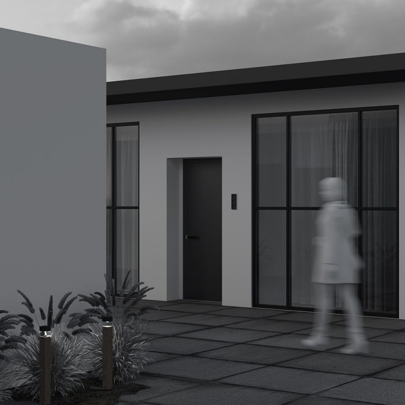 Maytoni-O143FL-L8TK - Quadra - Black & Wooden LED Bollard with Clear Diffuser