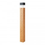 Quadra - Black & Wooden LED Bollard with Clear Diffuser