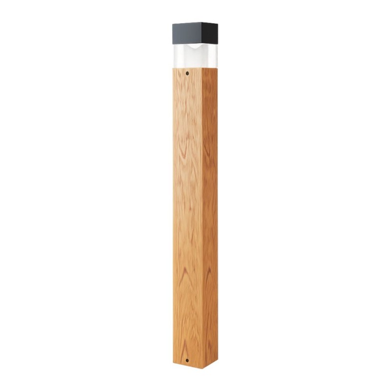 Maytoni-O143FL-L8TK - Quadra - Black & Wooden LED Bollard with Clear Diffuser
