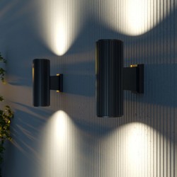 Rando - Outdoor Ribbed Grey Up&Down Wall Lamp