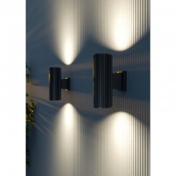 Rando - Outdoor Ribbed Black Up&Down Wall Lamp