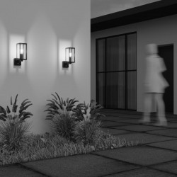 Cell - Outdoor Graphite Lantern Wall Lamp with Sensor