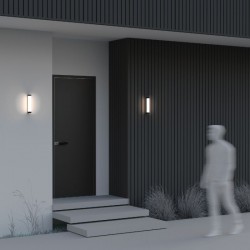 Rounge - Black LED Wall Lamp with White Ribbed Diffuser Rounge - Black LED Wall Lamp with White Ribbed Diffuser