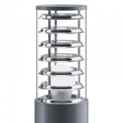 Bronx - Outdoor Grey Bollard with Clear Glass 