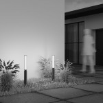 Lit - Outdoor Brown LED Bollard with Ribbed Glass Lit - Outdoor Brown LED Bollard with Ribbed Glass