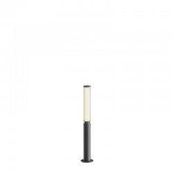 Lit - Outdoor Graphite LED Bollard with Ribbed Glass Lit - Outdoor Graphite LED Bollard with Ribbed Glass