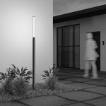 Lit - Outdoor Brown LED Bollard with Ribbed Glass Lit - Outdoor Brown LED Bollard with Ribbed Glass