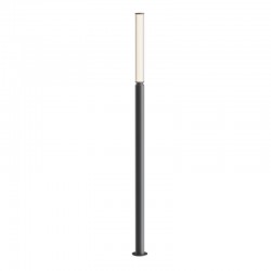 Lit - Outdoor Graphite LED Bollard with Ribbed Glass Lit - Outdoor Graphite LED Bollard with Ribbed Glass