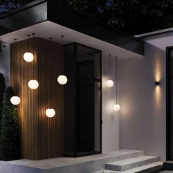 Erda - Outdoor Black Pendant with White Globe