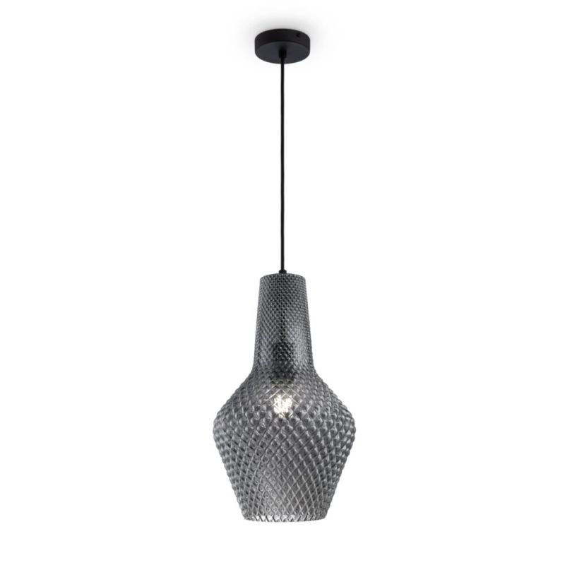 Ceiling Lights - Tommy - Smoky Textured Glass Big Pendant Maytoni-P046PL-01B - Tommy - Smoky Textured Glass Big Pendant