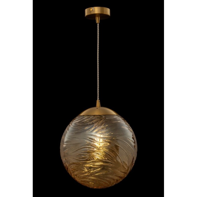Maytoni-P059PL-01BS - Dunas - Patterned Amber Glass & Antique Brass Globe Pendant