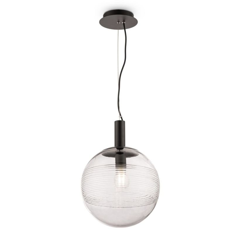 Ceiling Lights - Perlas - Patterned Clear Glass & Black Globe Pendant Maytoni-P061PL-01GR - Perlas - Patterned Clear Glass & Black Globe Pendant