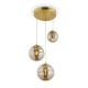 Ceiling Lights - Vinare - Amber Glass & Gold 3 Light Cluster Fitting Maytoni-P074PL-03BS - Vinare - Amber Glass & Gold 3 Light Cluster Fitting