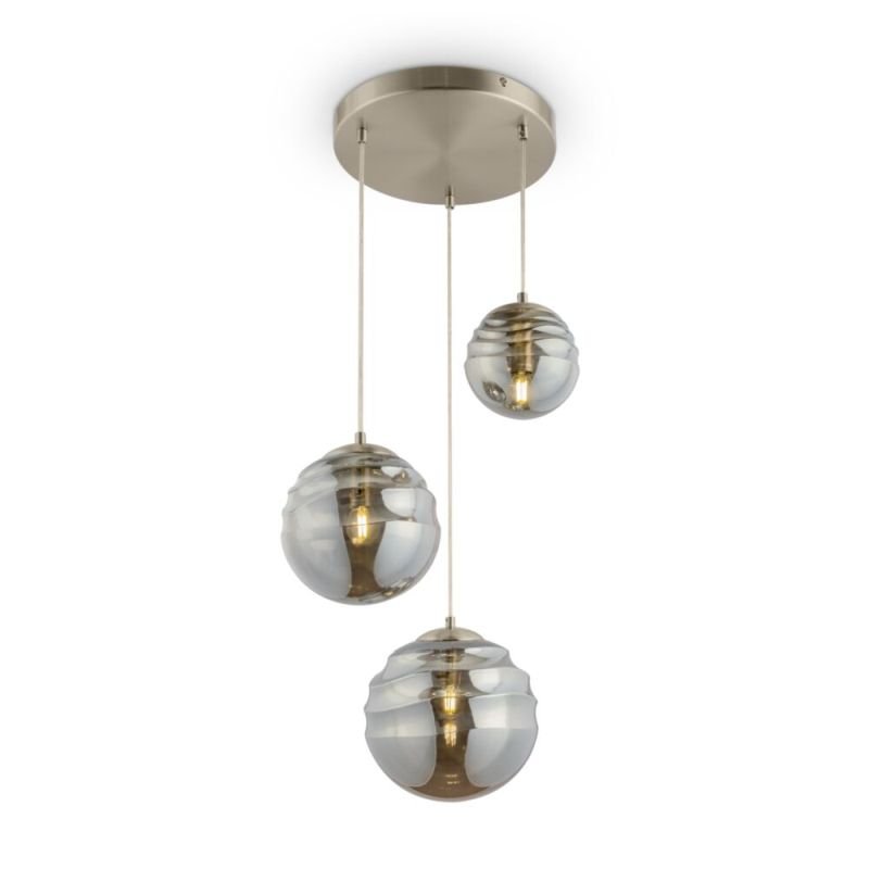 Ceiling Lights - Vinare - Smoky Glass & Nickel 3 Light Cluster Fitting Maytoni-P074PL-03N - Vinare - Smoky Glass & Nickel 3 Light Cluster Fitting