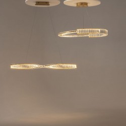 Krone - Brass LED Pendant with Crystal Ø 80.5 cm Krone - Brass LED Pendant with Crystal Ø 80.5 cm