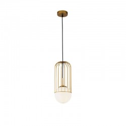 Telford - Gold Pendant with White Glass ∅ 15 cm Telford - Gold Pendant with White Glass ∅ 15 cm